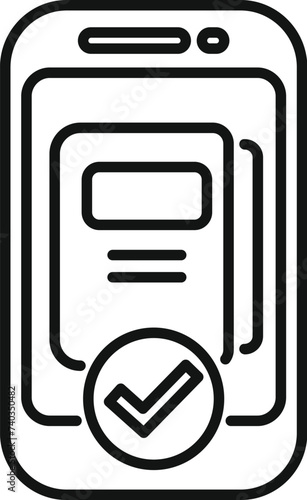 Approved person guide icon outline vector. Literary books. Audio distance