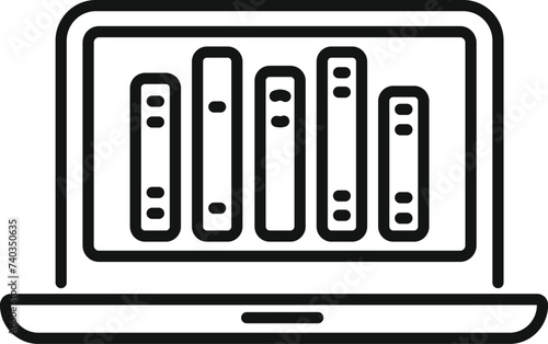 Laptop online library icon outline vector. Magazine open. Remote read person