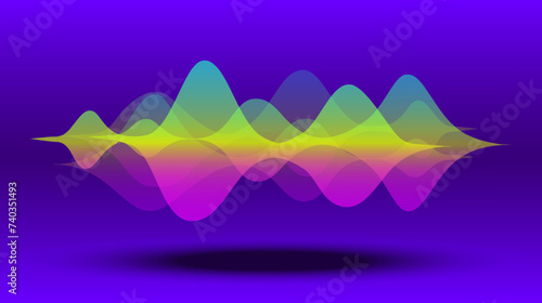 Multicolor abstract fluid sound wave. Audio digital equaliser technology, pulse musical, and light frequency. Vector illustration.