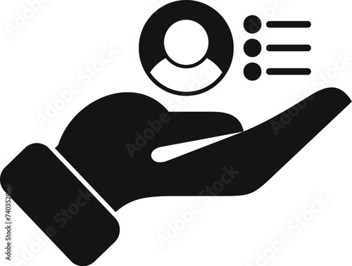 Take care of client icon simple vector. Team trust process. Document personal