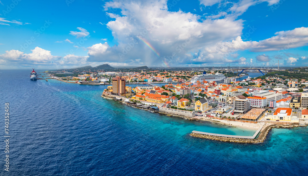 Downtown Willemstad, Curacao Skyline Aerial