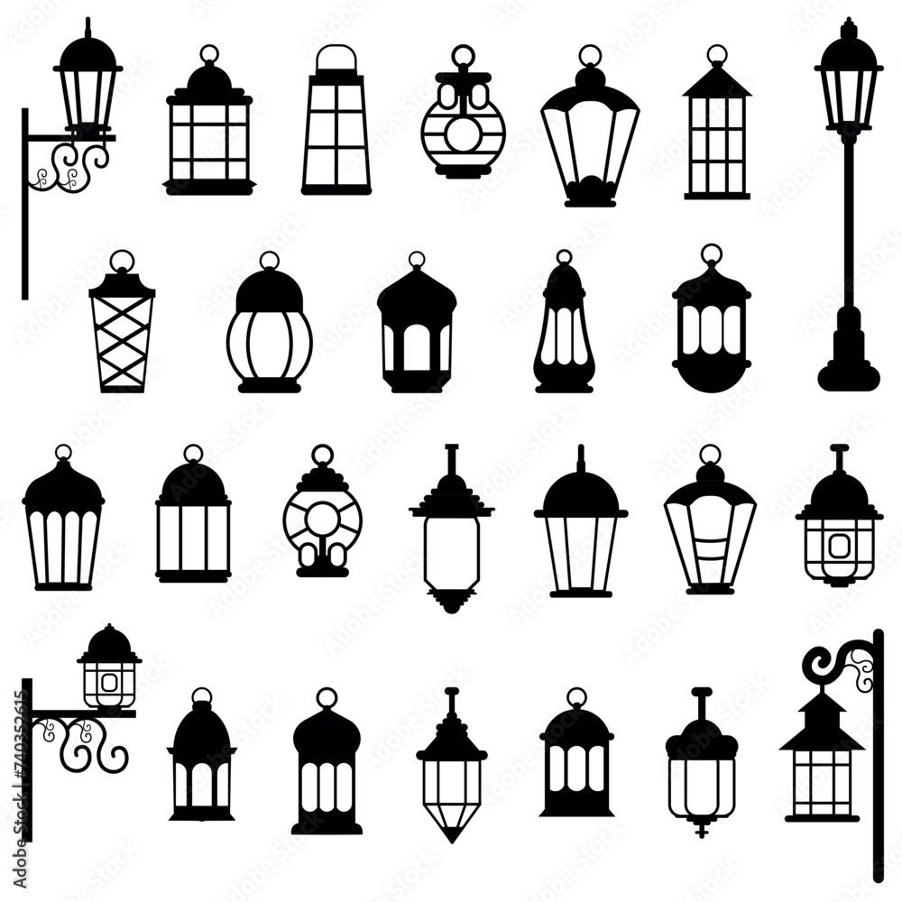 Collection of lantern silhouette illustrations