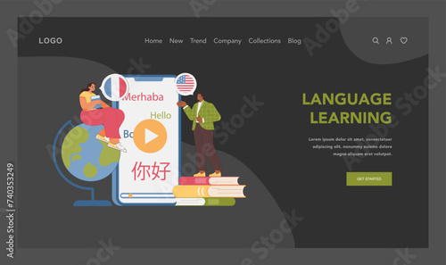 Global linguistics concept. Flat vector illustration