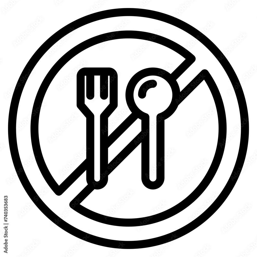 No eating icon symbol. No eating allowed icon isolated on white background No eating icon symbol. No eating allowed icon isolated on white background