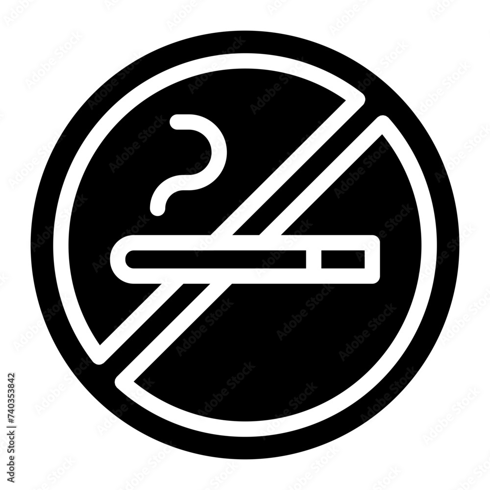 No smoking icon sign. Cigar, tobacco prohibition logo symbol. Vector illustration. Isolated on white background. No smoking icon sign. Cigar, tobacco prohibition logo symbol. Vector illustration. Isolated on white background.