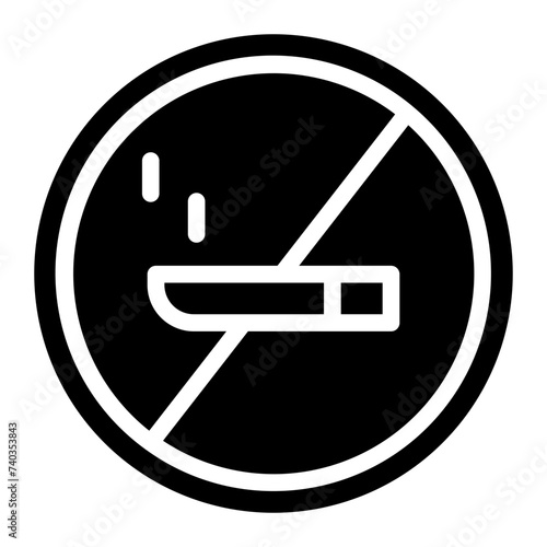 No smoking icon sign. Cigar, tobacco prohibition logo symbol. Vector illustration. Isolated on white background.