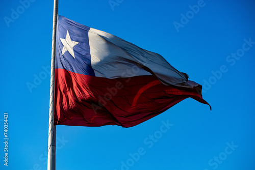 Bandera Bicentenario, Chilenean flag, Santiago de Chile, citry center, 2024 photo