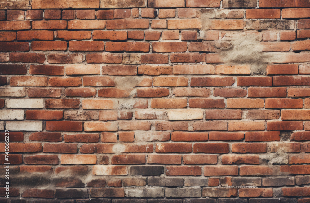 Obraz premium Brown brick wall, brick texture, aged wall