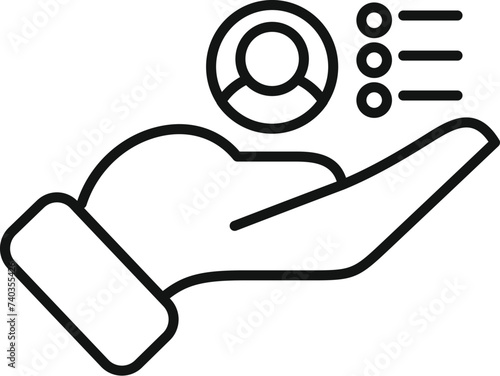 Take care of client icon outline vector. Team trust process. Document personal