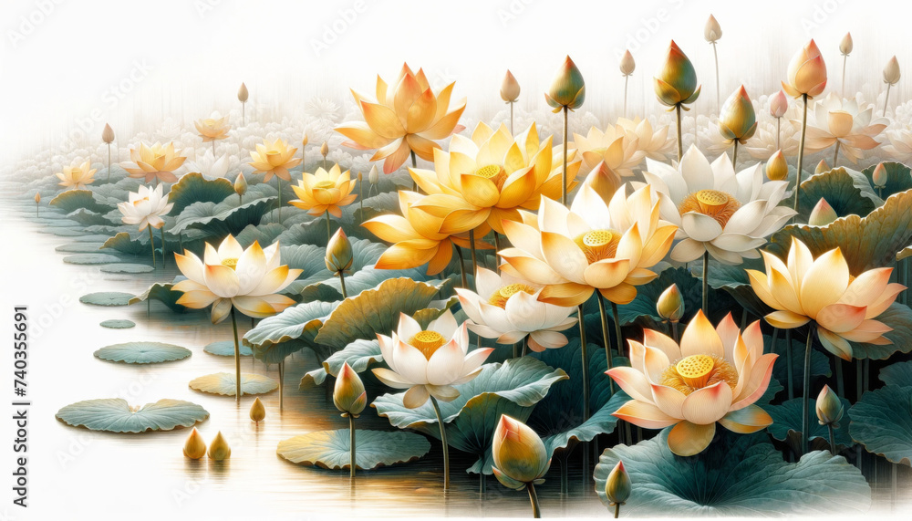 Obraz premium 浮世絵／蓮の花