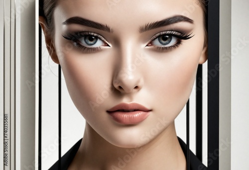 Close-up Portrait of a Woman with Striking Makeup