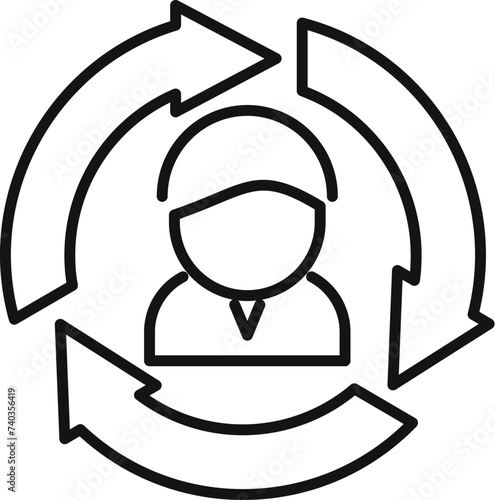 Change online client icon outline vector. Money meaning. Team crime process