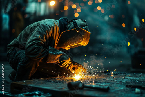 welder at work. work with steel. AI Generated