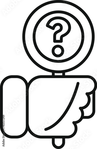Fist question client icon outline vector. Criminal process. Trade market safety