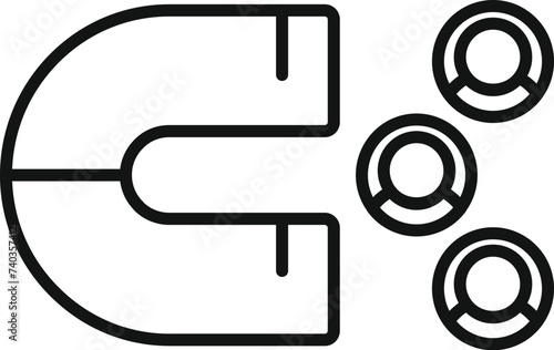 Online client magnet icon outline vector. Personal safety. Team server crime