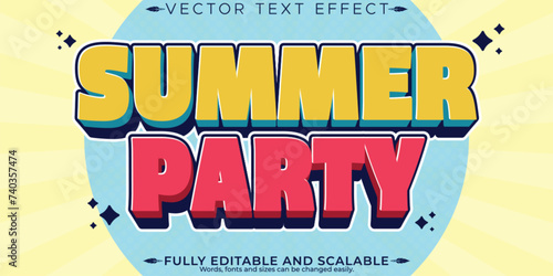 Retro vintage summer text effect, editable 70s and 80s text style
