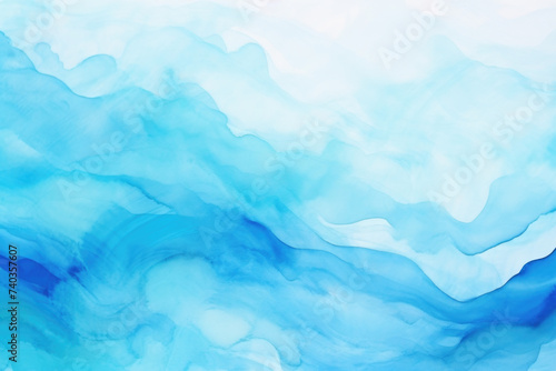 Blue azure turquoise abstract watercolor background, flow texture pattern wallpaper background © Thomas Parker