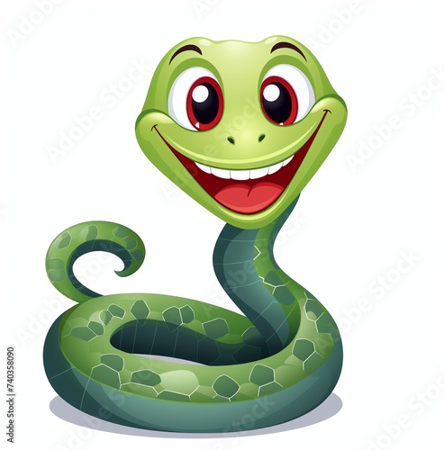 a cute cartoon snake on a white background  in the style of yaka art