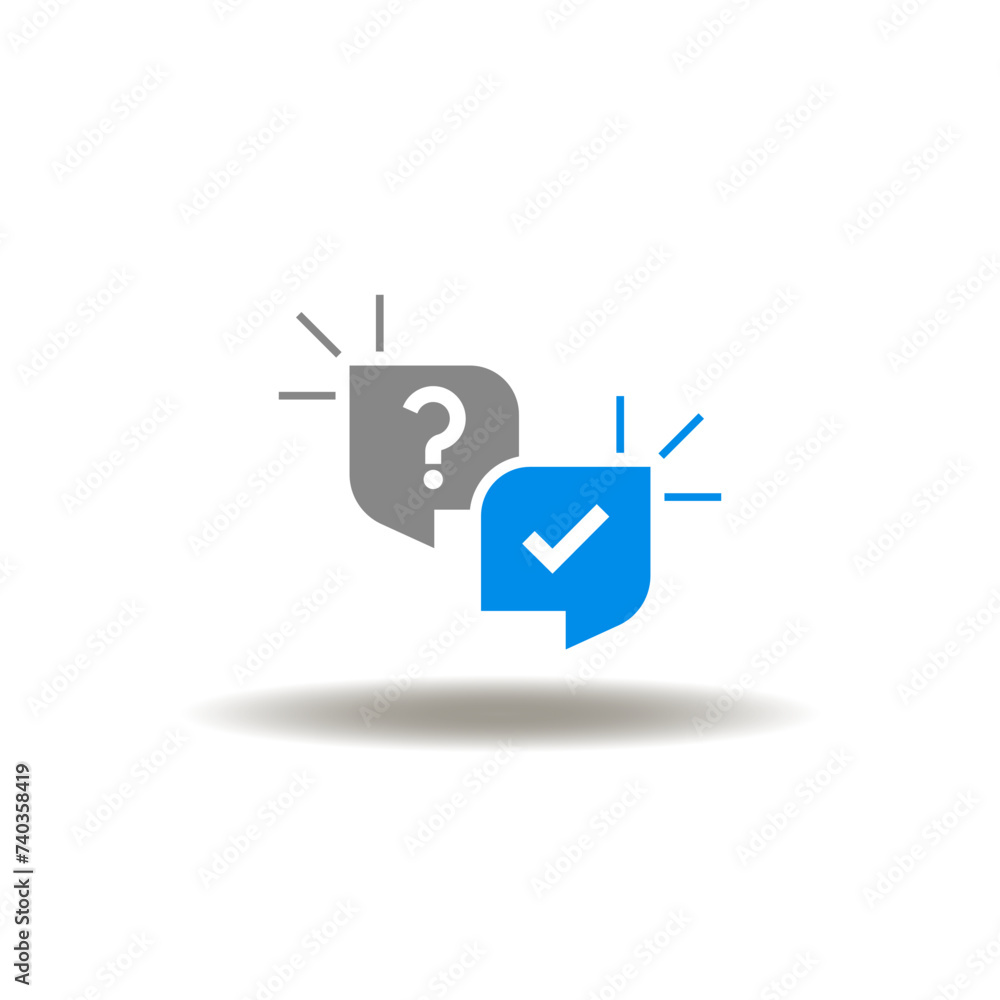 Vetor de Vector illustration of speech bubbles with question and check ...