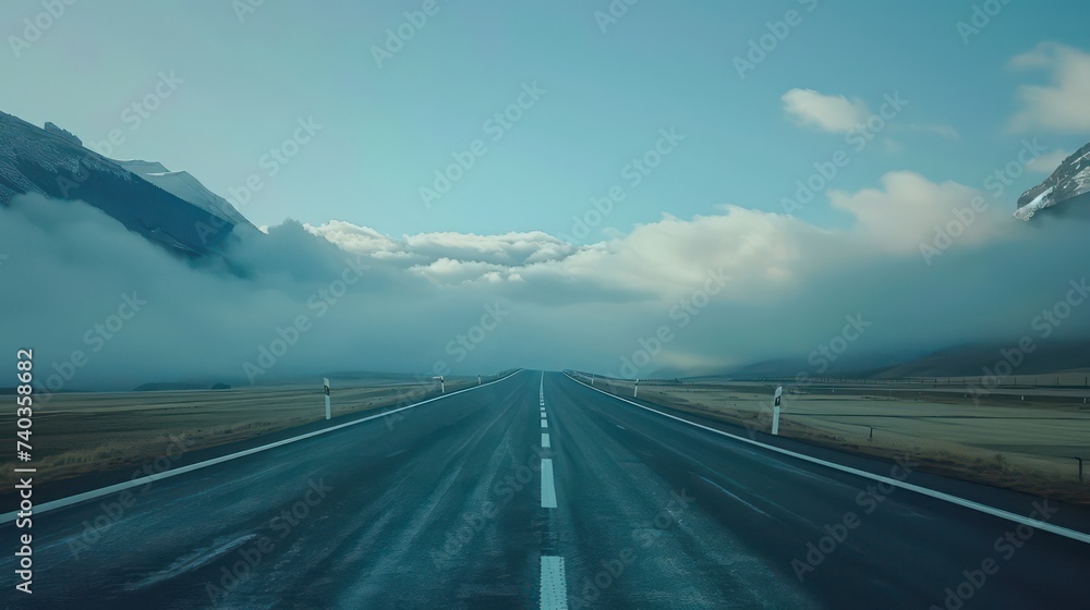 An isolated road along the fields, isolated road, scattered clouds, cloudy weather