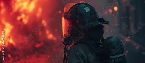 Apocalyptic survivor wearing a gas mask in a post-apocalyptic world