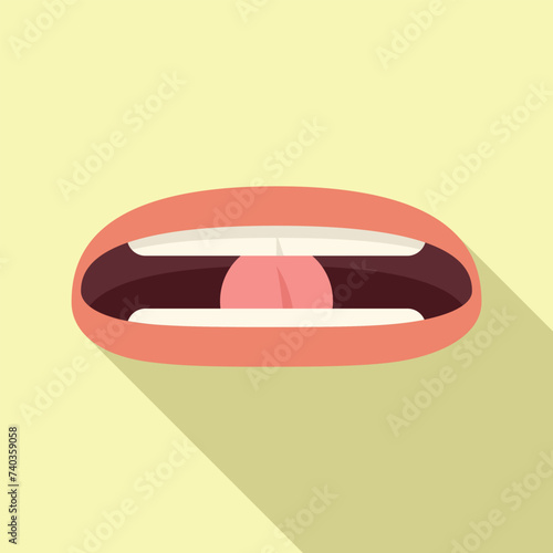 Diction spoken word icon flat vector. Care process. Articulation exercise
