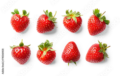 Strawberries fresh isolated on white background, Healthy organic berry natural ingredients concept, Empty space in studio shot, generative, AI