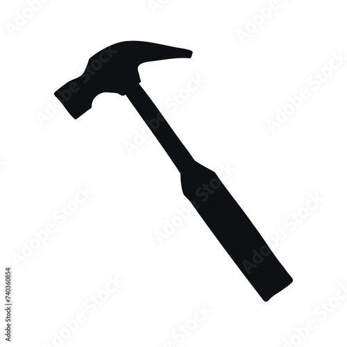 Vector hand drawn hammer silhouette isolated on white background