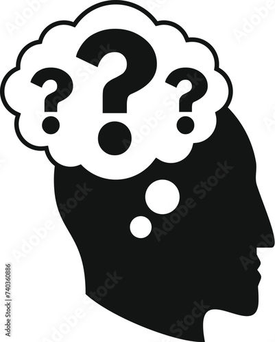 Where memory icon simple vector. Lost health. Solitary science mind
