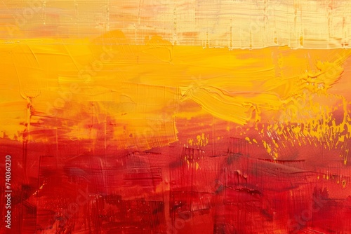Yellow and Red Landscape Painting. Generative AI