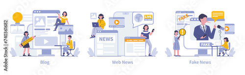 Internet mass media concept. Flat vector illustration.