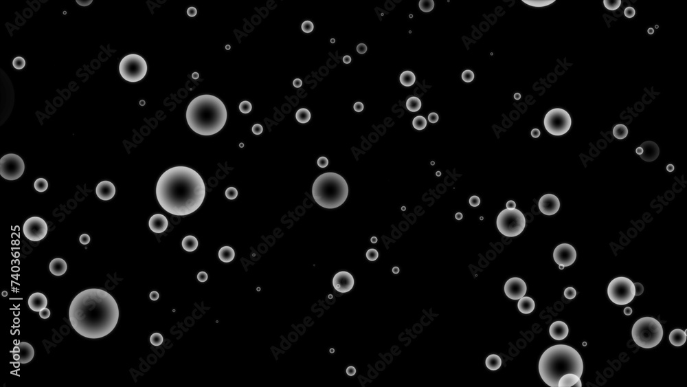 Air bubbles rising on a black background