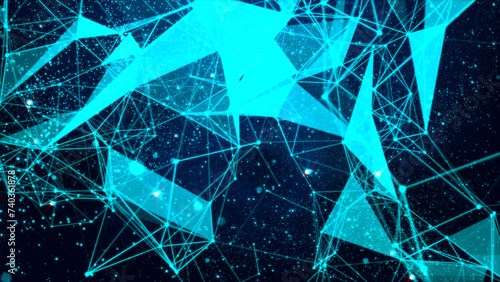 Blue abstract background digital connection moving dots and lines. technology network connection structure.