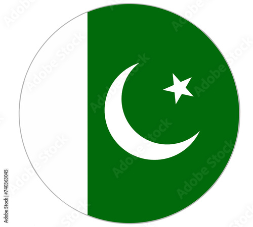 Foto pakistani flag in circle shape isolated on white