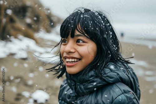 Portrait of a woman in winter