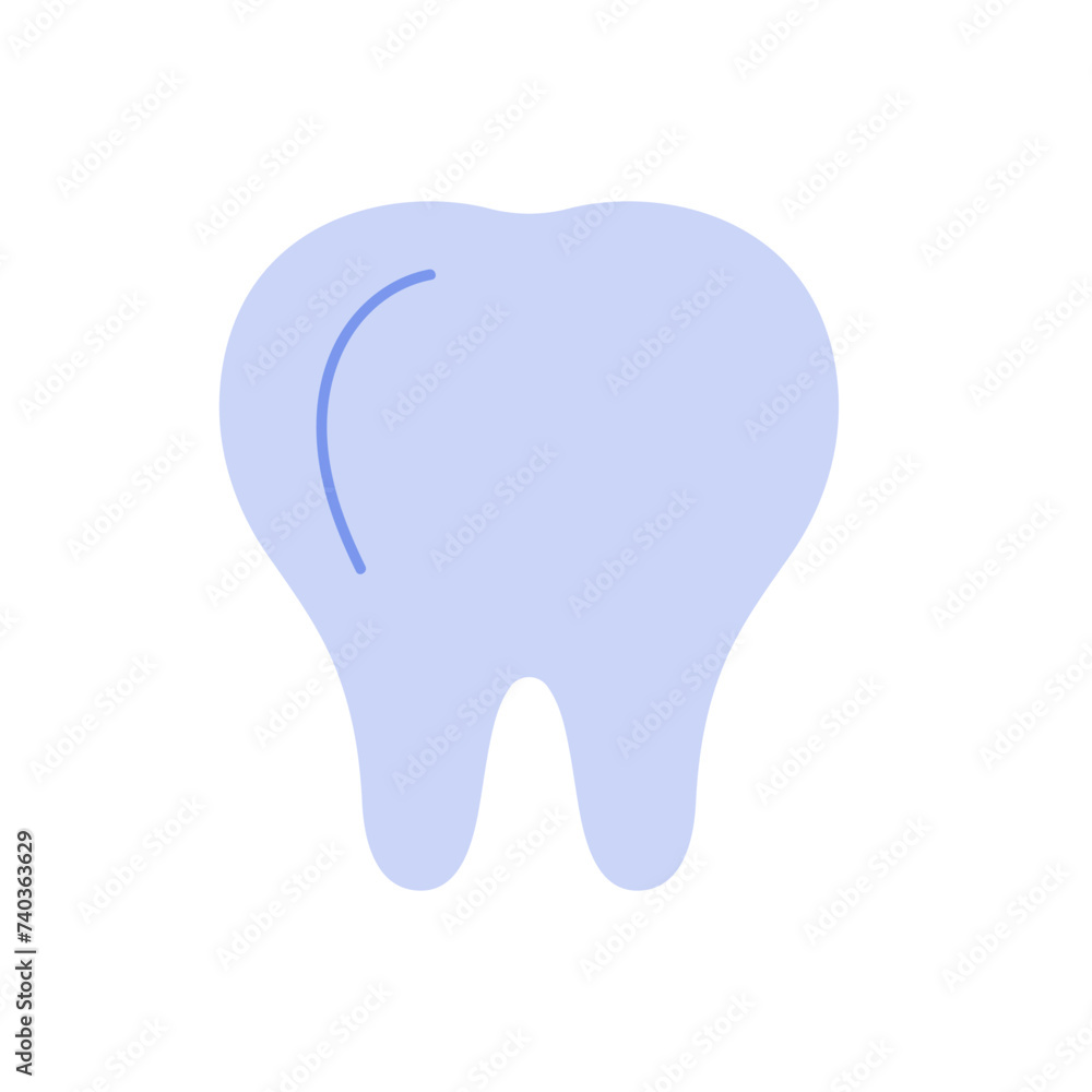 Human tooth, blue healthy molar simple model with roots and crown vector illustration