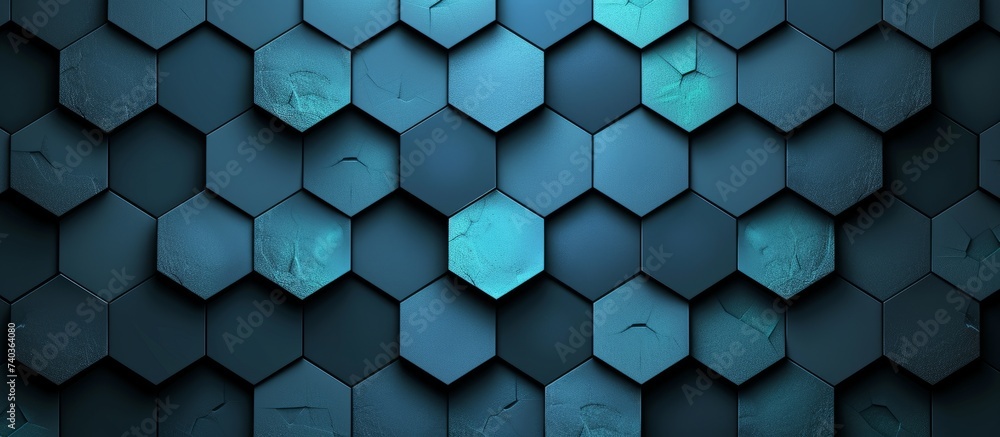 Abstract Geometric Background with Hexagons in Blue and Purple Shades, Modern Design Element for Artistic Projects Abstract Geometric Background with Hexagons in Blue and Purple Shades, Modern Design Element for Artistic Projects