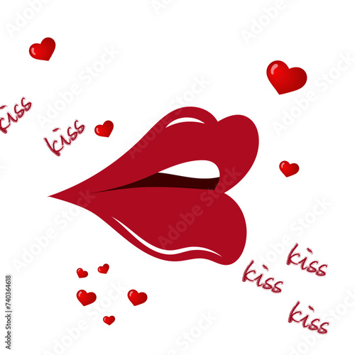 Lips with kiss text 