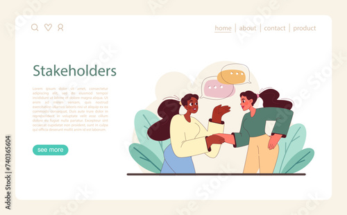 Stakeholders Engagement concept. Two individuals engage in dialogue