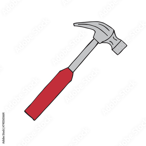 Vector hand drawn doodle sketch colored hammer isolated on white background