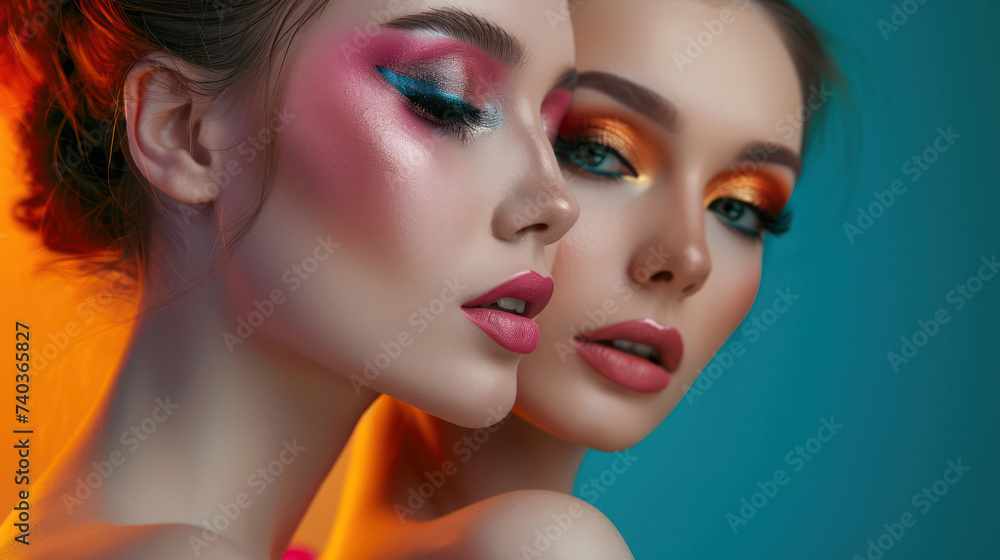 Beauty in Pink: A Close-Up Portrait of a Young Woman with Perfect Makeup and Bright Pink Lips Beauty in Pink: A Close-Up Portrait of a Young Woman with Perfect Makeup and Bright Pink Lips