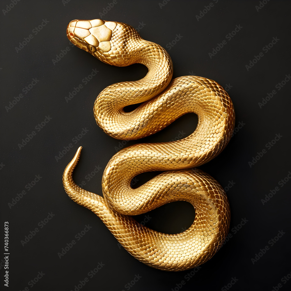 Gold Snake on a black background Gold Snake on a black background