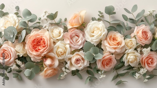 Lush bouquet of pastel-colored flowers beautifully arranged for a romantic setting photo