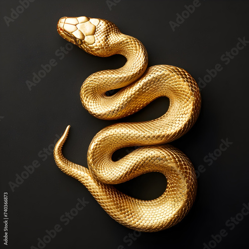 Gold Snake on a black background 