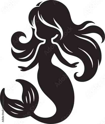 Cute Mermaid, Little Mermaid, Mermaid SVG, Mermaid Silhouette, Mermaid Cut Files