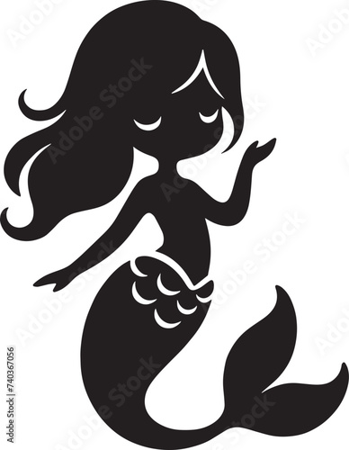 Cute Mermaid, Little Mermaid, Mermaid SVG, Mermaid Silhouette, Mermaid Cut Files