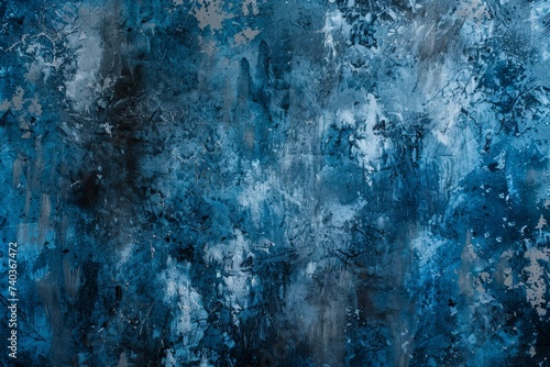 Blue and White Paint Splatter on Wall. Generative AI