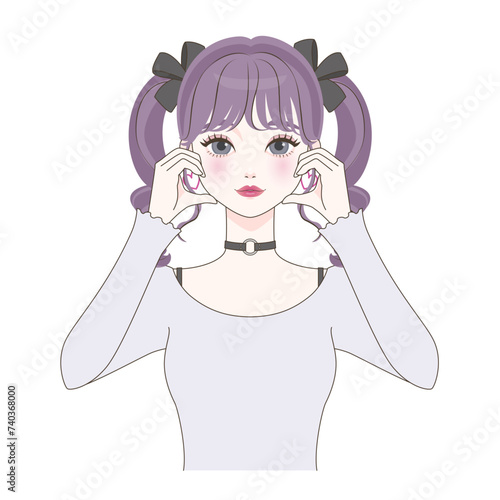 両頬にハートをつくる女の子
