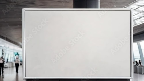 Blank billboard posters in the airport,Empty advertising billboard at aerodrome, public shopping center mall or business center high big advertisement board space blank mockup signboard generative ai photo