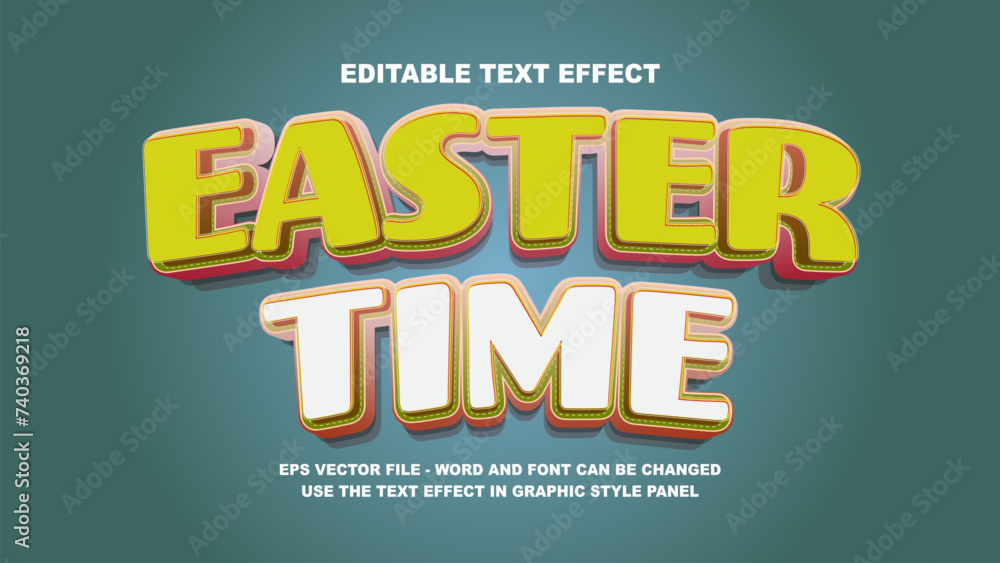 Editable Text Effect Easter Time 3D Vector Template